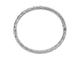 Sterling Silver 4mm Polished and Textured Twisted Hinged Bangle