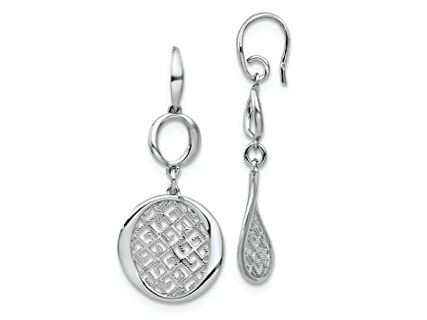Rhodium Over Sterling Silver Filigree Dangle Earrings