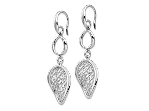 Rhodium Over Sterling Silver Filigree Dangle Earrings