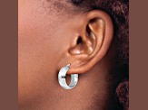 Rhodium Over Sterling Silver 13/16" Polished Grooved Hoop Earrings