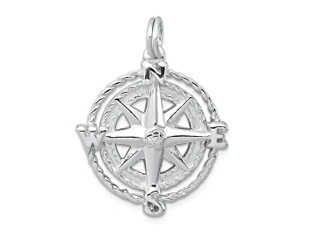 Picture of Rhodium Over Sterling Silver Compass Charm