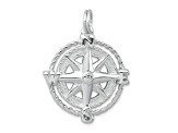 Rhodium Over Sterling Silver Compass Charm