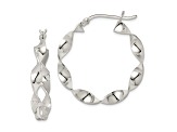 Sterling Silver Twisted 4x30mm Hoop Earrings