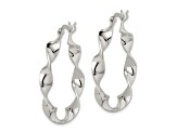 Sterling Silver Twisted 4x30mm Hoop Earrings