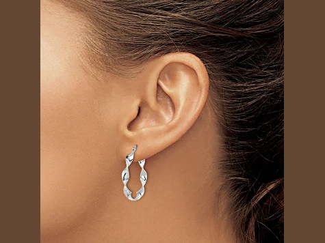 Sterling Silver Twisted 4x30mm Hoop Earrings