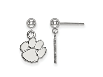 Picture of Rhodium Over Sterling Silver LogoArt Clemson University Dangle Post Earrings