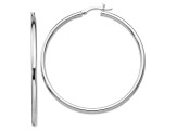 Rhodium Over Sterling Silver 2 1/16" Polished Hinged Hoop Earrings