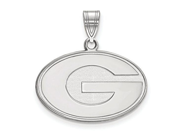 Rhodium Over Sterling Silver LogoArt University of Georgia Medium Pendant
