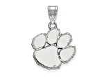 Rhodium Over Sterling Silver LogoArt Clemson University Medium Pendant