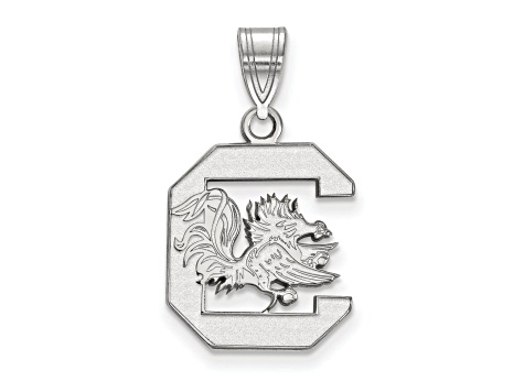 Rhodium Over Sterling Silver LogoArt University of South Carolina Medium Pendant