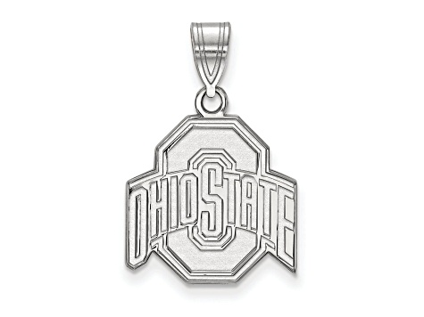 Rhodium Over Sterling Silver LogoArt Ohio State University Medium Pendant