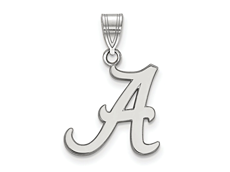 Rhodium Over Sterling Silver LogoArt University of Alabama Medium Pendant