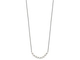 Rhodium Over Sterling Silver Beaded 3-4mm Freshwater Cultured Pearl Curved Necklace