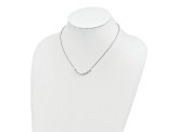 Rhodium Over Sterling Silver Beaded 3-4mm Freshwater Cultured Pearl Curved Necklace