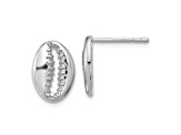 Rhodium Over Sterling Silver Polished Cowrie Shell Post Earrings
