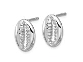 Rhodium Over Sterling Silver Polished Cowrie Shell Post Earrings
