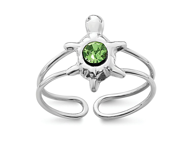 Rhodium Over Sterling Silver Cubic Zirconia Turtle Toe Ring