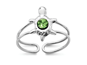 Rhodium Over Sterling Silver Cubic Zirconia Turtle Toe Ring