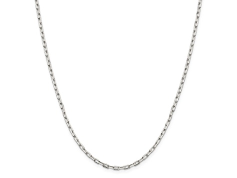 Sterling Silver 2.75mm Elongated Open Link Chain Necklace