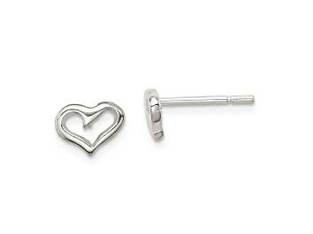 Picture of Sterling Silver Polished Open Heart Children's Post Earrings