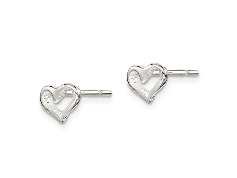 Sterling Silver Polished Open Heart Children's Post Earrings