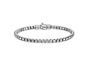 Rhodium Over Sterling Silver Polished 4mm Box 8 Inch Chain