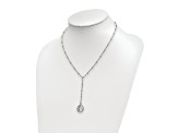 Rhodium Over Sterling Silver Roman Coin Y-drop Cable Link 16 Inch Necklace