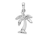 Rhodium Over Sterling Silver Palm Tree with Textured Trunk Pendant