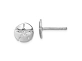 Rhodium Over Sterling Silver Polished Sand Dollar Post Earrings