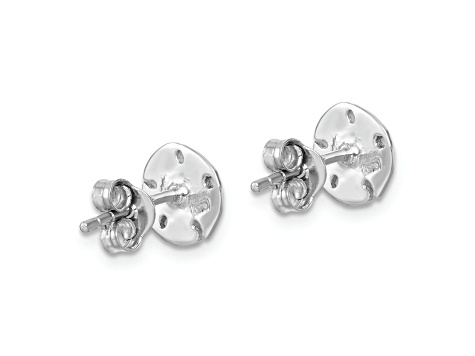 Rhodium Over Sterling Silver Polished Sand Dollar Post Earrings