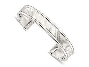Sterling Silver Polished Textured Cuff Bracelet