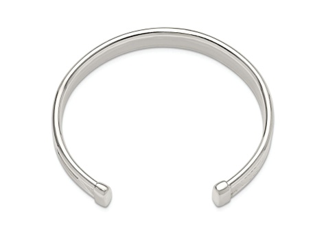 Sterling Silver Polished Textured Cuff Bracelet