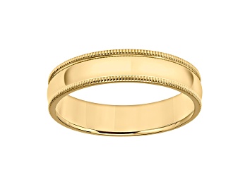 10k Yellow Gold 4mm Chevron Diamond Cut Band Ring