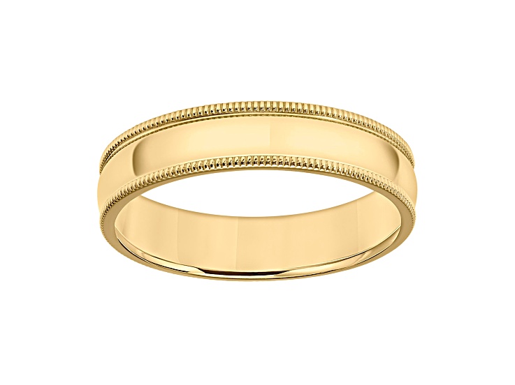 5mm Polished Band with Milgrain Edges in 18k Yellow Gold over Sterling Silver