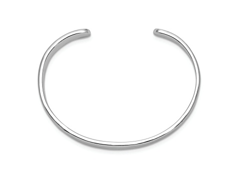 Rhodium Over Sterling Silver Polished 6mm Children's Cuff Bangle