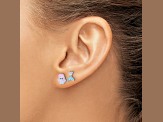 Rhodium Over Sterling Silver Multicolor Enamel Mermaid Children's Post Earrings