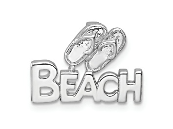 Picture of Rhodium Over Sterling Silver Polished Double Flipflop and 'Beach' Chain Slide Pendant