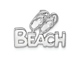Rhodium Over Sterling Silver Polished Double Flipflop and 'Beach' Chain Slide Pendant
