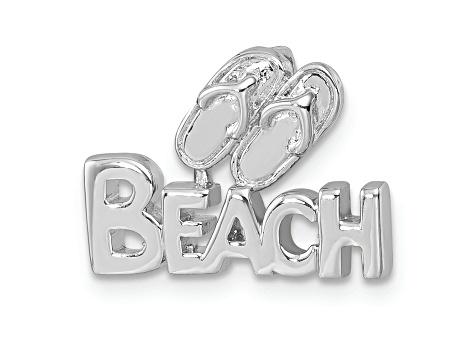 Rhodium Over Sterling Silver Polished Double Flipflop and 'Beach' Chain Slide Pendant