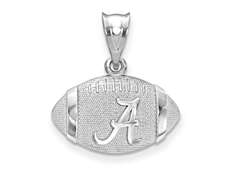 Rhodium Over Sterling Silver LogoArt University of Alabama Domed Football Pendant