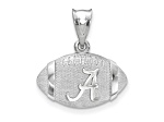 Rhodium Over Sterling Silver LogoArt University of Alabama Domed Football Pendant