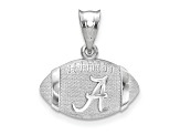 Rhodium Over Sterling Silver LogoArt University of Alabama Domed Football Pendant