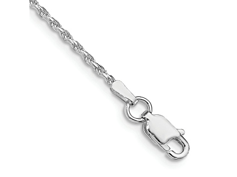 Rhodium Over Sterling Silver 1.5mm Diamond-cut Rope Chain Bracelet