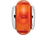 Sterling Silver Orange Hand-blown Glass Bead