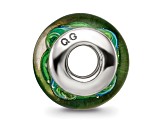 Sterling Silver Green Hand-blown Glass Bead