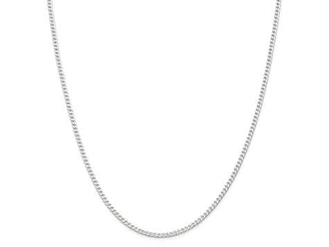 Sterling Silver 2.3mm Beveled Curb Chain Necklace
