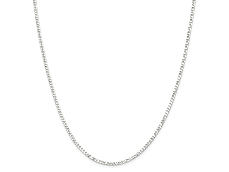 Sterling Silver 2.3mm Beveled Curb Chain Necklace