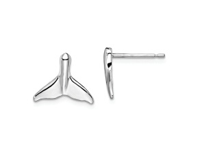 Rhodium Over Sterling Silver Polished Whale Tail Post Earrings