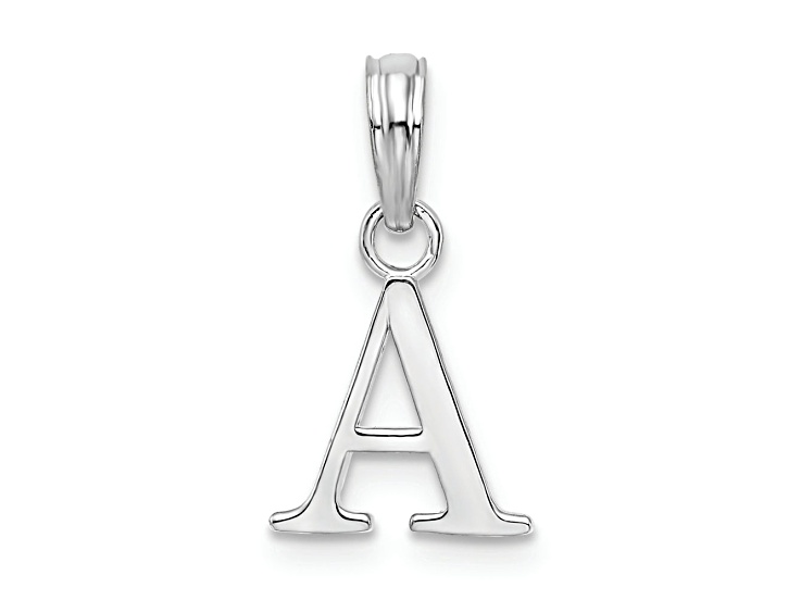 Sterling Silver Polished Block Initial -A- Pendant