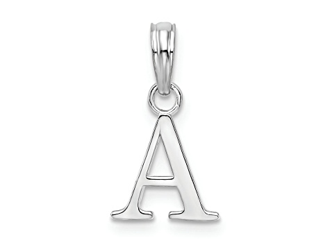 Sterling Silver Polished Block Initial -A- Pendant